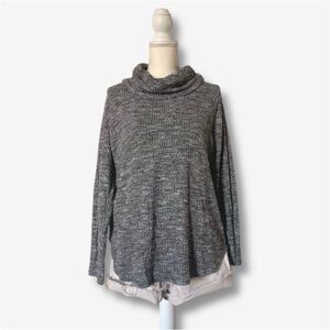 Sonoma Womens Gray Cowl Neck Knit Sweater Heather Lightweight Soft Oversized XL
